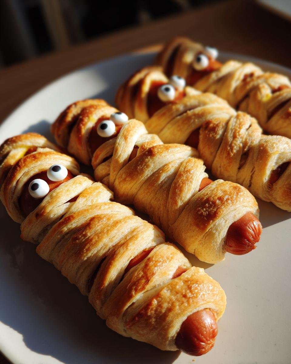 Gluten-Free Mummy Hot Dogs (using GF crescent roll dough) - detail 1