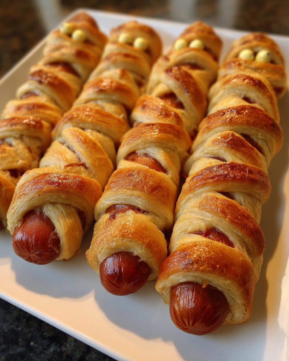 Gluten-Free Mummy Hot Dogs (using GF crescent roll dough) - detail 2