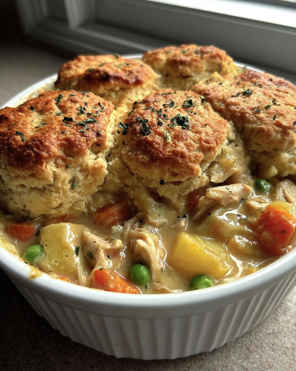 Amazing Gluten-Free Turkey Pot Pie with Fluffy Biscuit Topping